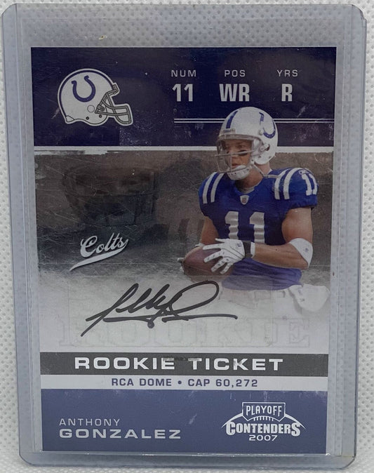 ANTHONY GONZALEZ 2007 PLAYOFF CONTENDERS ROOKIE TICKET AUTO RC #108