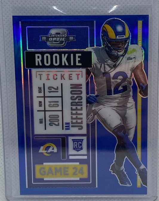 VAN JEFFERSON 2020 PANINI CONTENDERS OPTIC ROOKIE TICKET BLUE PRIZM RC #D 90/99