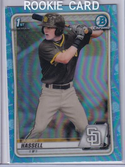 ROBERT HASSELL 2020 BOWMAN CHROME SKY BLUE REFRACTOR 1ST PROSPECT BD-39