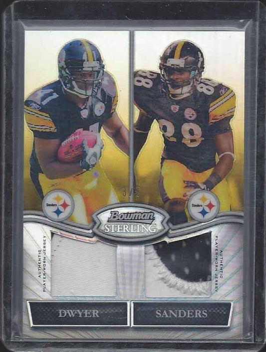EMMANUEL SANDERS DWYER 2010 BOWMAN STERLING GOLD REFRACTOR DUAL PATCH RC #D 3/5