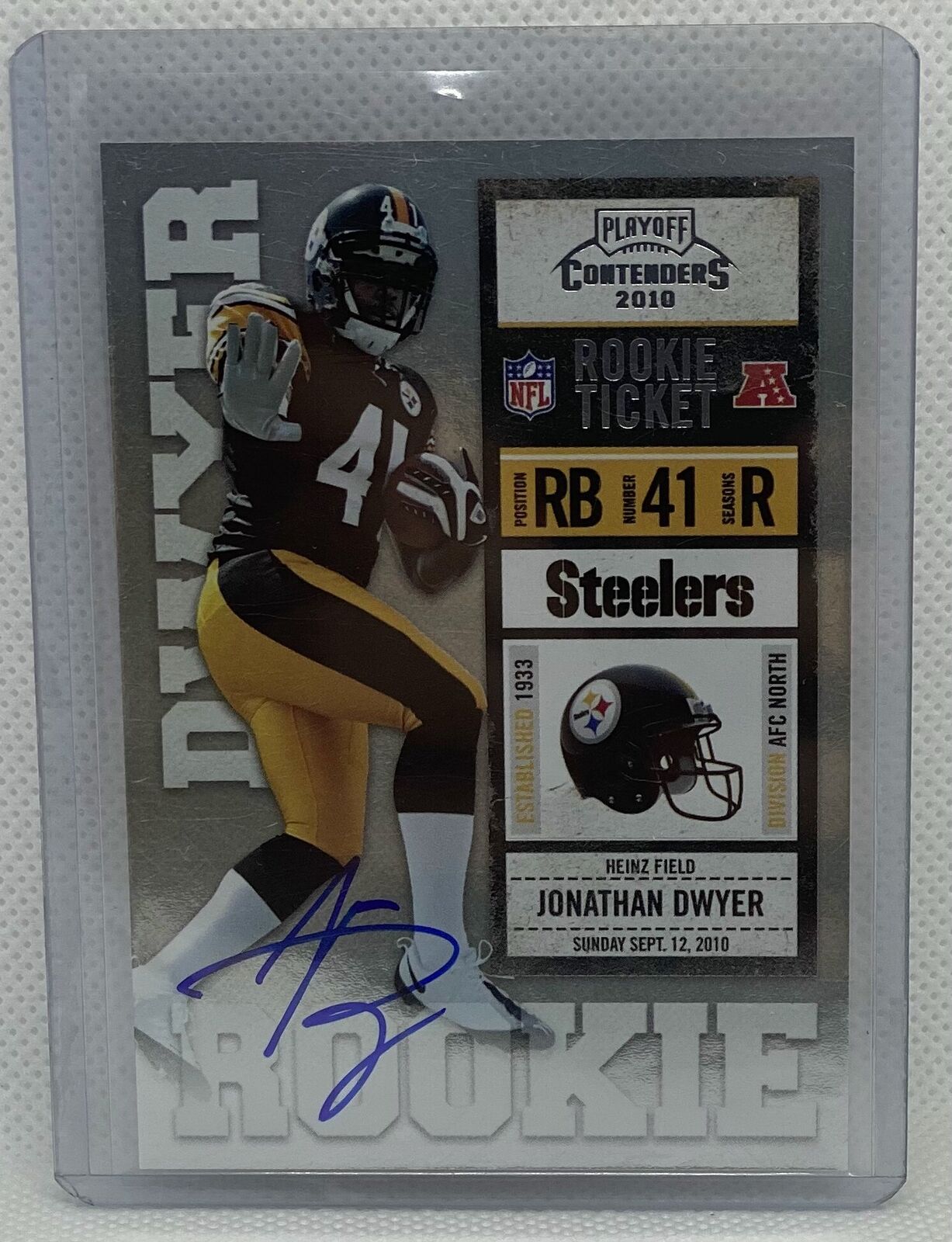 JONATHAN DWYER 2010 PLAYOFF CONTENDERS ROOKIE TICKET ON CARD AUTO RC #221