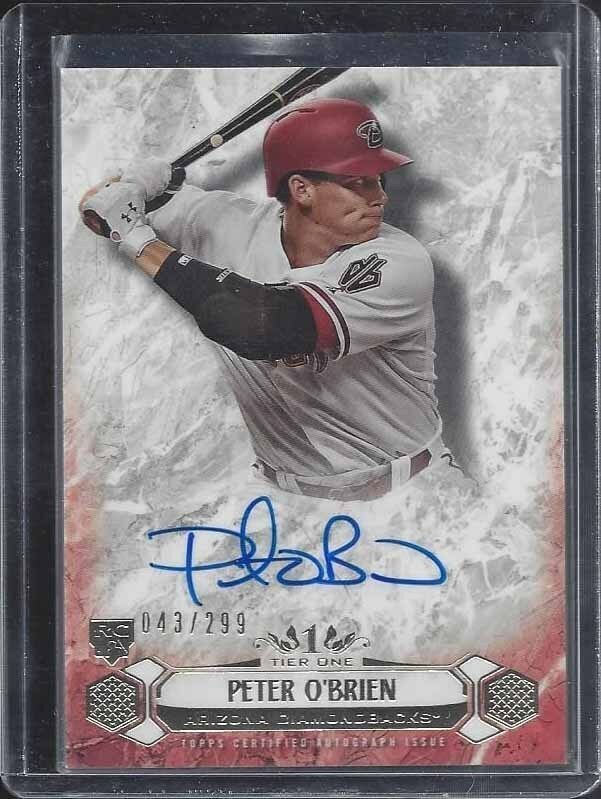 PETER O'BRIEN 2016 TOPPS TIER ONE DIAMONDBACKS ROOKIE ON CARD AUTO RC #D 43/299