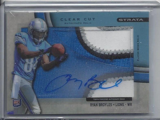 RYAN BROYLES 2012 TOPPS STRATA CLEAR CUT BLUE JUMBO 4 COLOR PATCH AUTO RC #D /75