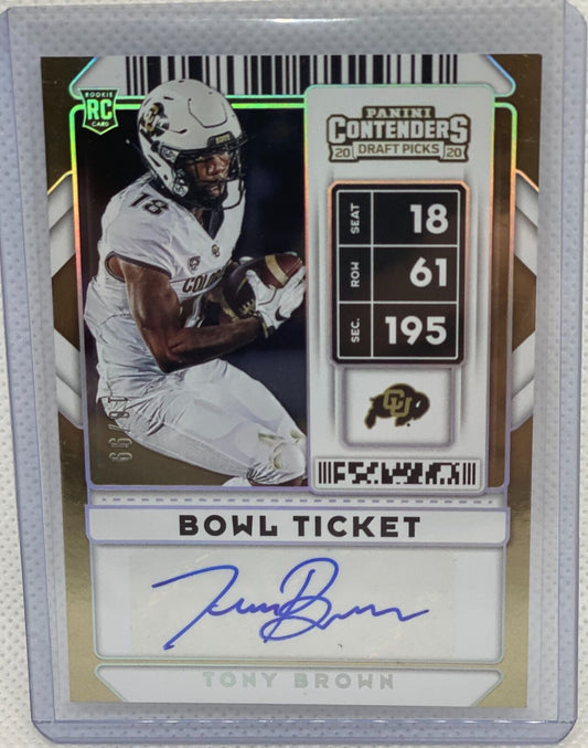 TONY BROWN 2020 PANINI CONTENDERS DRAFT PICKS BOWL TICKET AUTO RC #D 10/99