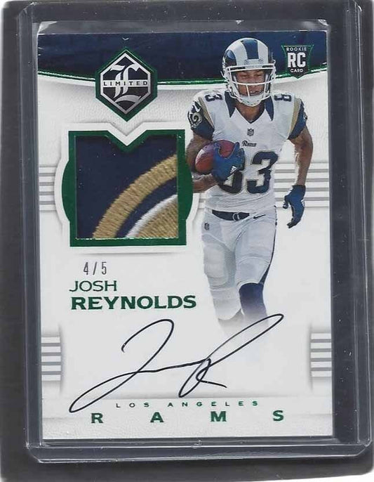 JOSH REYNOLDS 2017 LIMITED GREEN RPA 4 COLOR LOGO PATCH ON CARD AUTO RC #D 4/5