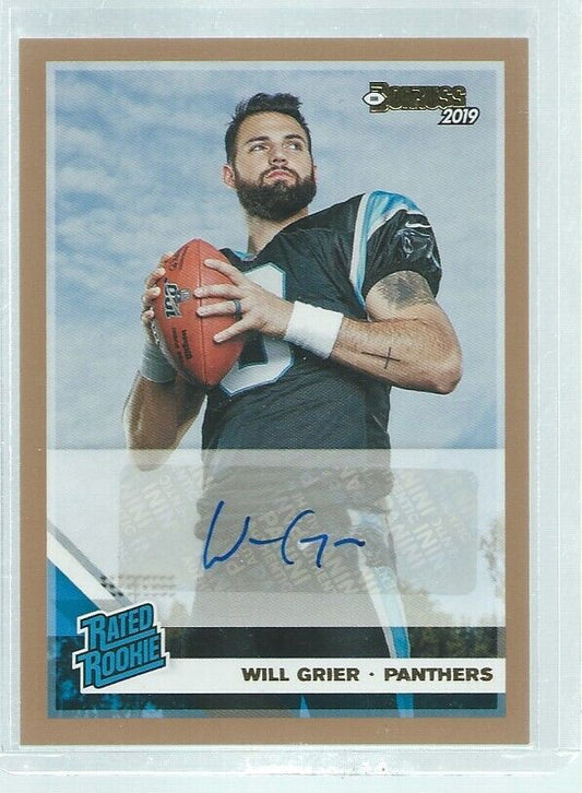 WILL GRIER 2019 PANINI DONRUSS BRONZE RATED ROOKIE AUTO RC #305