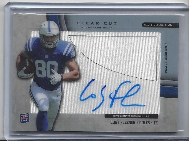 COBY FLEENER 2012 TOPPS STRATA CLEAR CUT JUMBO JERSEY ON CARD ROOKIE AUTO RC
