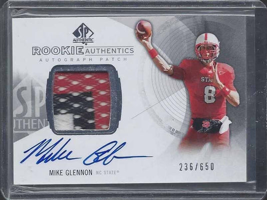 MIKE GLENNON 2013 UPPER DECK SP AUTHENTIC ROOKIE 3 COLOR PATCH AUTO RC #D /650