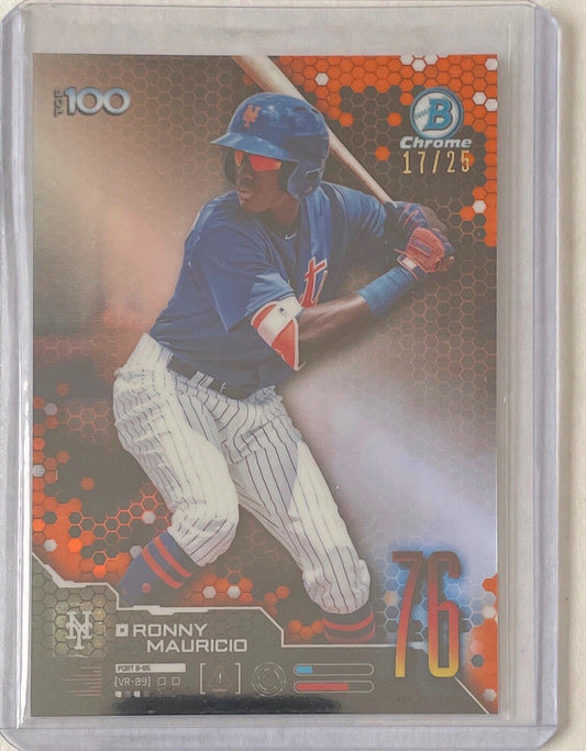 RONNY MAURICO 2019 BOWMAN CHROME TOP 100 PROSPECT ORANGE REFRACTOR #D 17/25