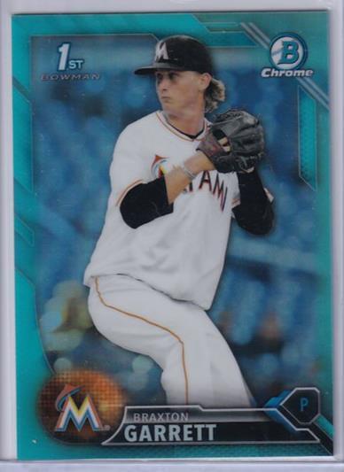 BRAXTON GARRETT 2016 BOWMAN CHROME SKY BLUE REFRACTOR 1ST PROSPECT BDC-10