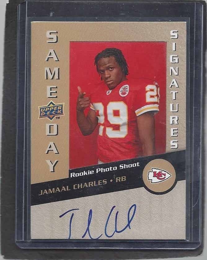 JAMAAL CHARLES 2008 UPPER DECK NFL SAME DAY SIGNATURES ON CARD ROOKIE AUTO RC