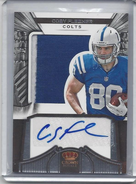 COBY FLEENER 2012 CROWN ROYALE SILHOUETTE JUMBO PATCH ON CARD AUTO RC #D /349