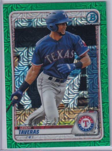 LEODY TAVERAS 2020 BOWMAN CHROME PROSPECT GREEN MEGA BOX MOJO REFRACTOR #D 61/99