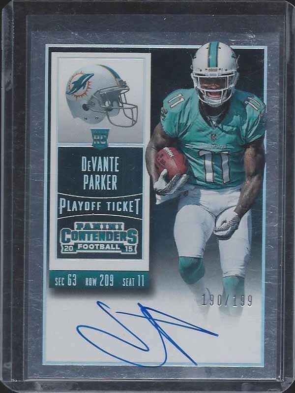 DEVANTE PARKER 2015 CONTENDERS PLAYOFF TICKET DOLPHINS ON CARD AUTO RC #D /199