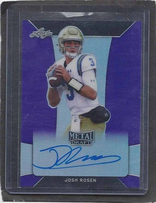 JOSH ROSEN 2018 LEAF METAL DRAFT PURPLE PRISMATIC ON CARD AUTO RC #D 2/15