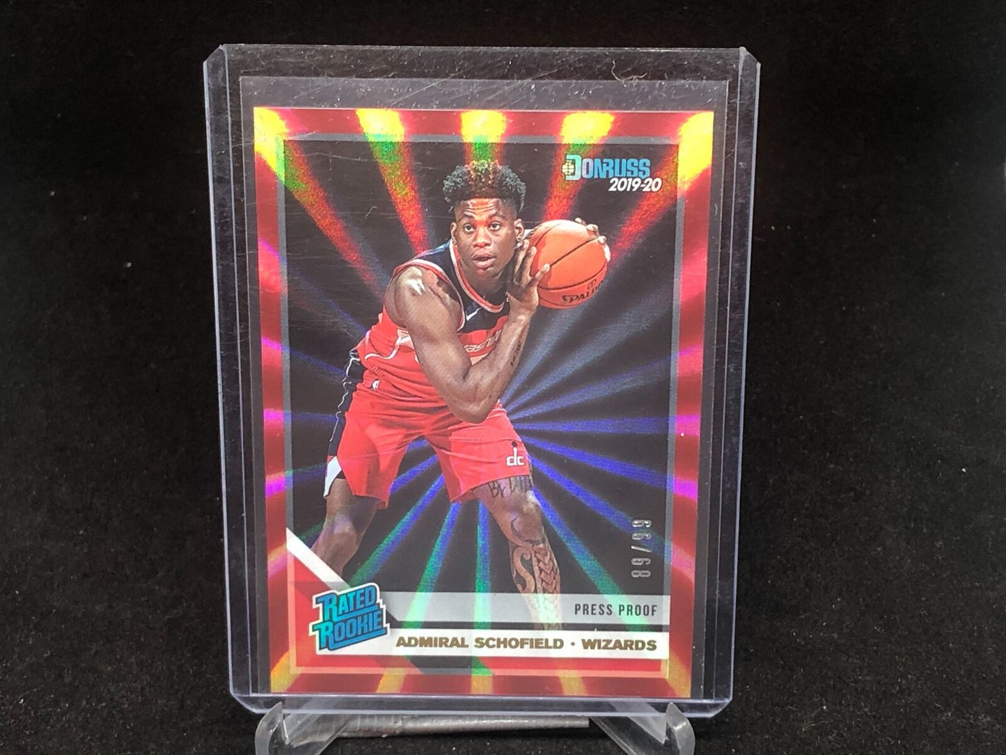 ADMIRAL SCHOFIELD 2019-20 PANINI DONRUSS RED LASER RATED ROOKIE RC #D 89/99