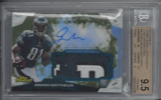 JORDAN MATTHEWS 2014 FINEST CAMO REFRACTOR NAMEPLATE PATCH AUTO RC 1/10 BGS 9.5