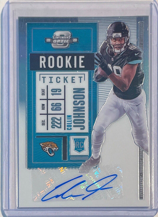 COLLIN JOHNSON 2020 PANINI CONTENDERS OPTIC ROOKIE TICKET AUTO ROOKIE RC #186
