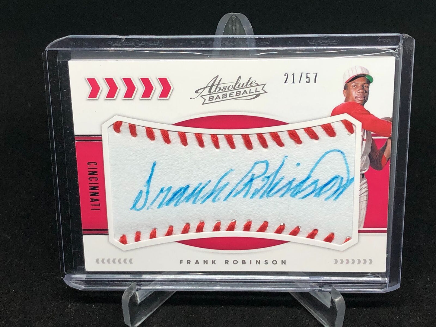 FRANK ROBINSON 2020 PANINI ABSOLUTE ON CARD SWEET SPOT BALL AUTO #D 21/57