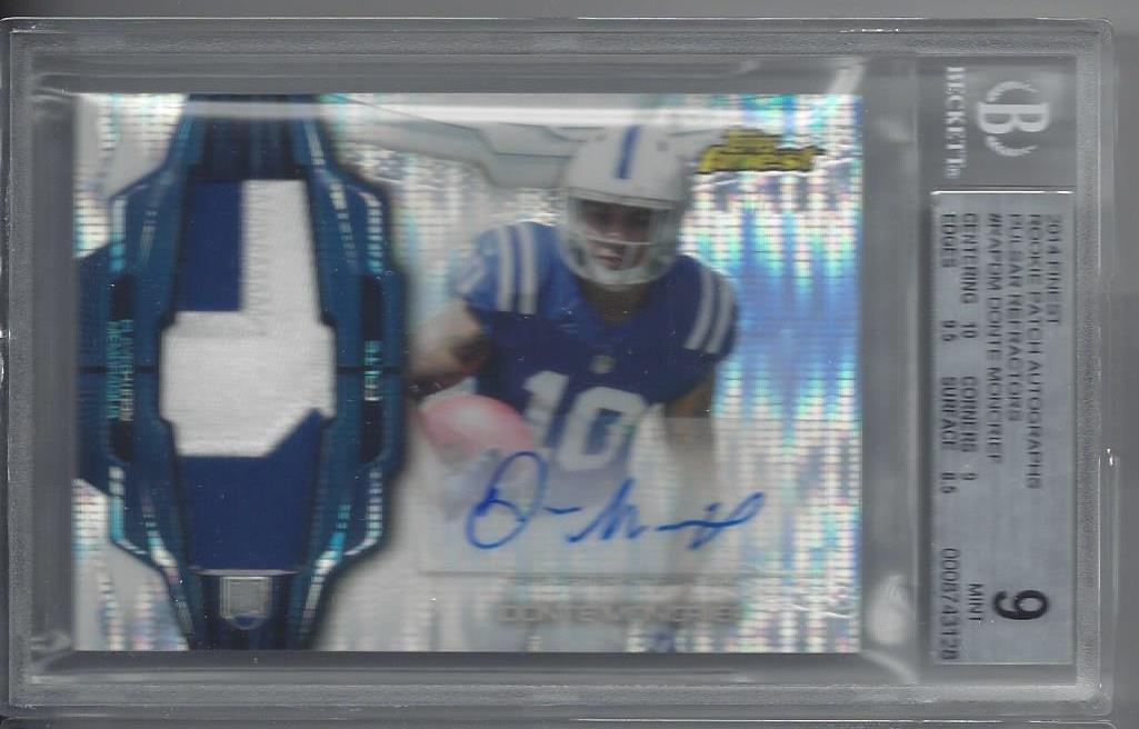 DONTE MONCRIEF 2014 FINEST PULSAR REFRACTOR JUMBO PATCH AUTO RC #D /25 BGS 9 10
