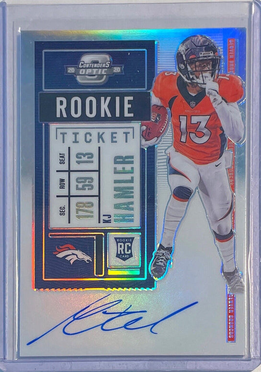 KJ HAMLER 2020 CONTENDERS OPTIC SILVER PRIZM ON CARD AUTO PRIZM ROOKIE RC #119