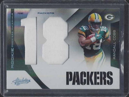 RANDALL COBB 2011 ABSOLUTE RPM JUMBO ROOKIE JERSEY NUMBER PATCH RC #D 6/10