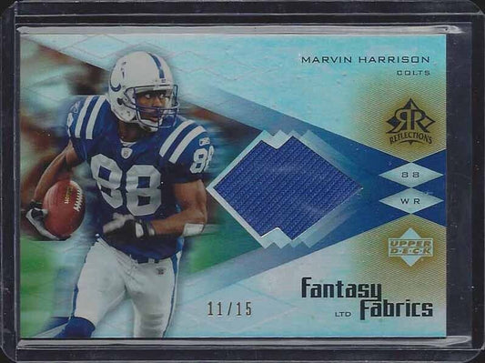 MARVIN HARRISON 2004 UPPER DECK REFLECTIONS FANTASY FABRICS GOLD JERSEY #D 11/15