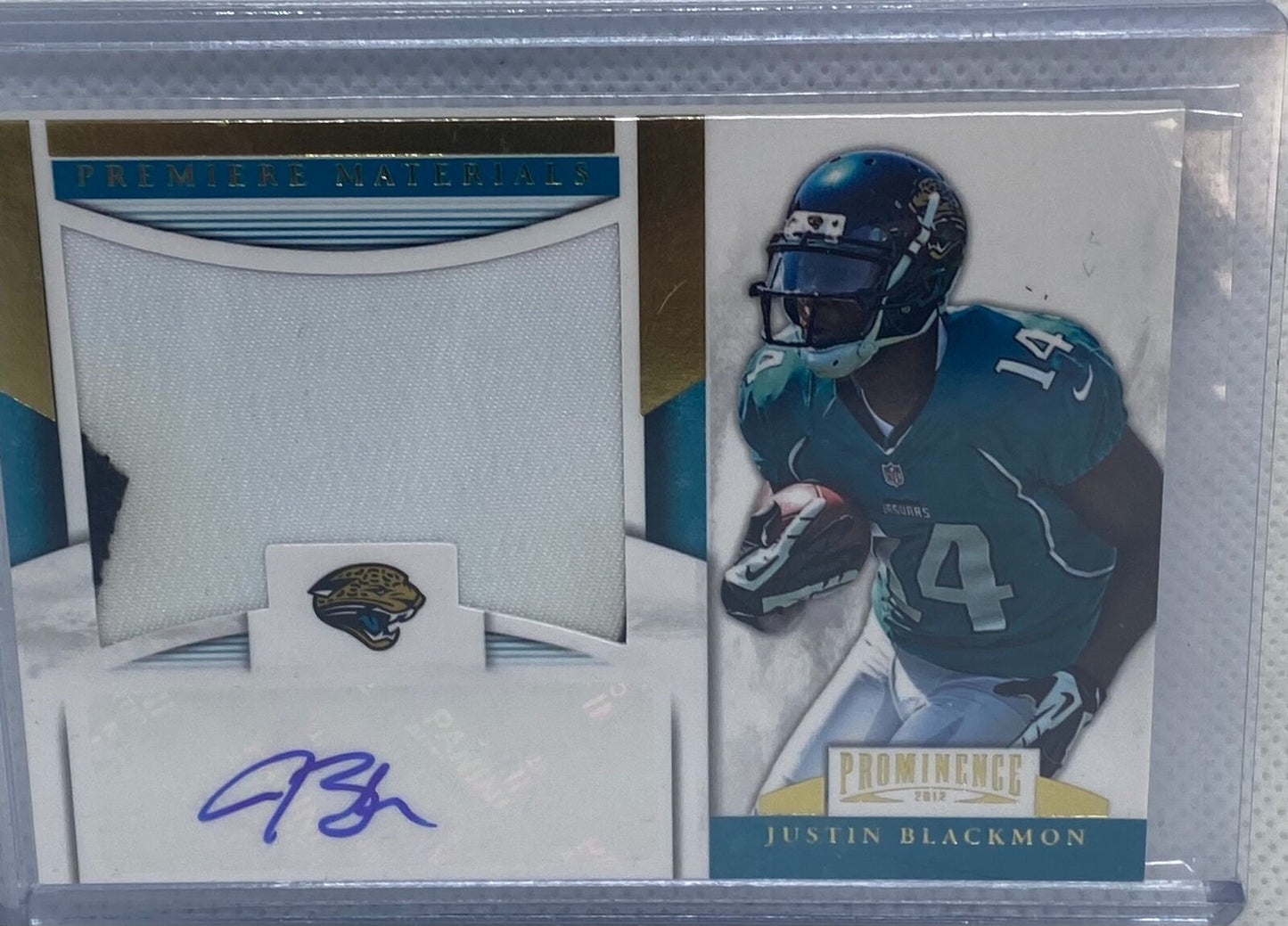 JUSTIN BLACKMON 2012 PANINI PROMINENCE MATERIALS PRIME JUMBO PATCH AUTO RC /15