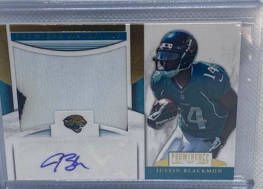JUSTIN BLACKMON 2012 PANINI PROMINENCE MATERIALS PRIME JUMBO PATCH AUTO RC /15
