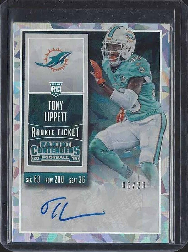 TONY LIPPETT 2015 CONTENDERS CRACKED ICE ROOKIE TICKET AUTO RC #D 3/23