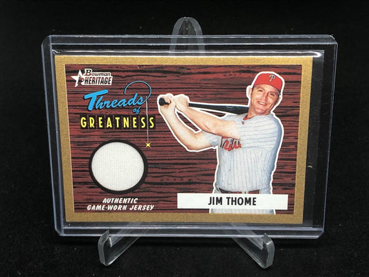JIM THOME 2004 TOPPS BOWMAN HERITAGE GAME WORN JERSEY RELIC #D 10/55