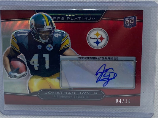 JONATHAN DWYER 2010 TOPPS PLATINUM RED REFRACTOR AUTO RC #D 4/10