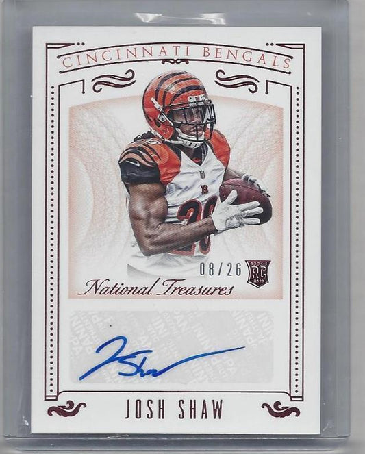 JOSH SHAW 2015 NATIONAL TREASURES RED JERSEY NUMBER ROOKIE AUTO RC #D 8/26