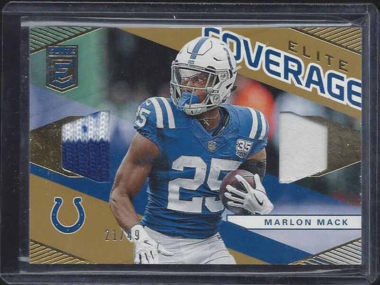 MARLON MACK 2019 ELITE COVERAGE GOLD DUAL COLTS PATCH #D 21/49