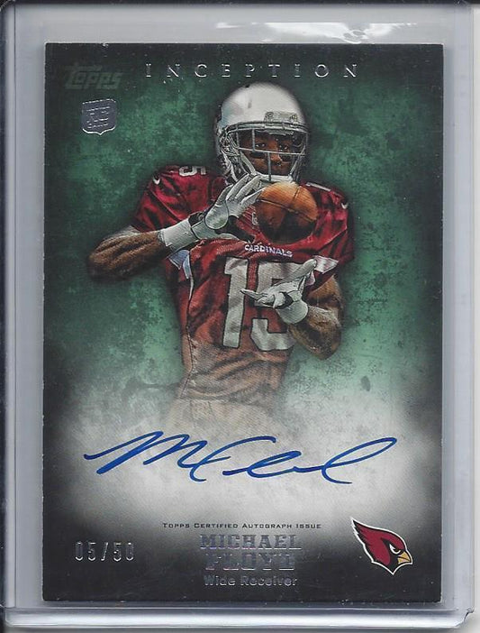 MICHAEL FLOYD 2012 TOPPS INCEPTION GREEN CARDINALS ON CARD ROOKIE AUTO RC #D /50