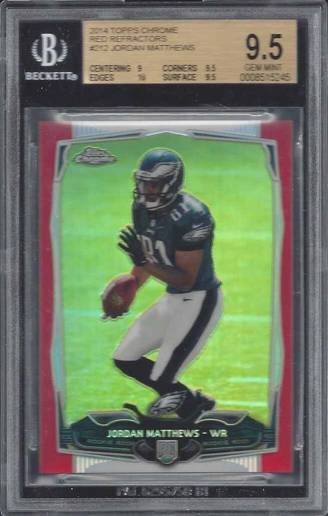 JORDAN MATTHEWS 2014 TOPPS CHROME RED REFRACTOR ROOKIE RC #D 2/25 BGS 9.5 GEM MT