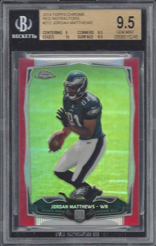 JORDAN MATTHEWS 2014 TOPPS CHROME RED REFRACTOR ROOKIE RC #D 2/25 BGS 9.5 GEM MT