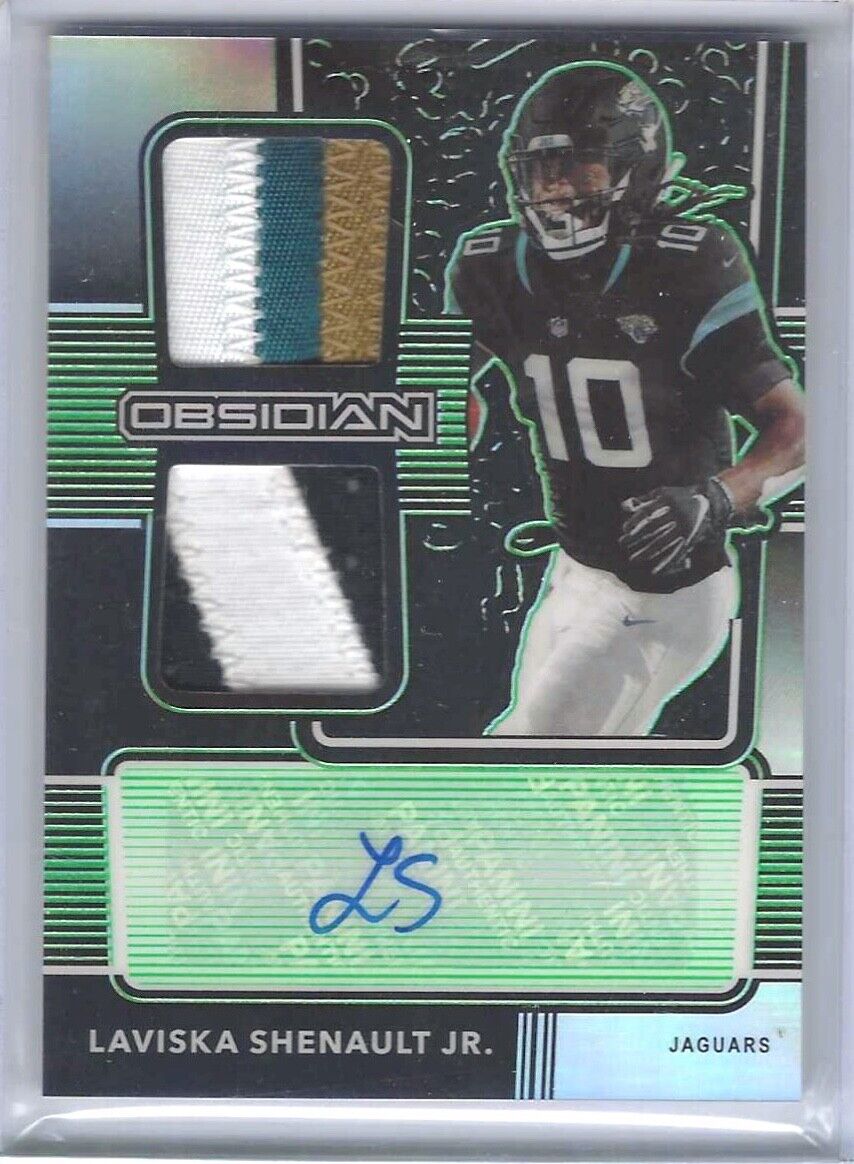 LAVISKA SHENAULT JR 2020 OBSIDIAN GREEN ELECTRIC ETCH PATCH ROOKIE AUTO RC /50