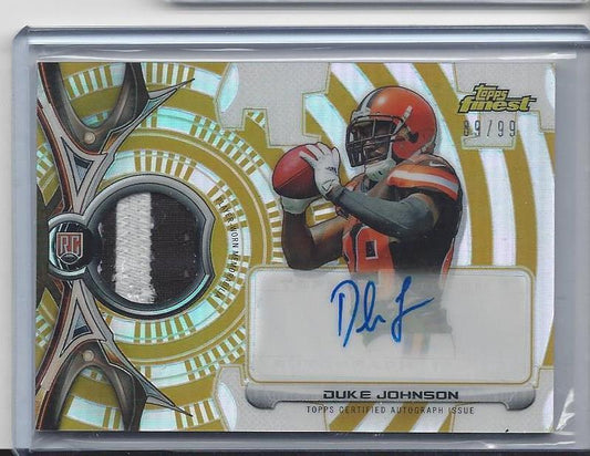 DUKE JOHNSON 2015 FINEST GOLD REFRACTOR RPA 2 COLOR PATCH AUTO RC #D 89/99