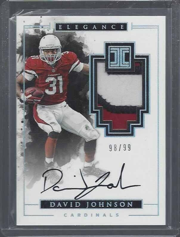 DAVID JOHNSON 2016 IMPECCABLE ELEGANCE 3 COLOR PATCH ON CARD AUTO #D 98/99