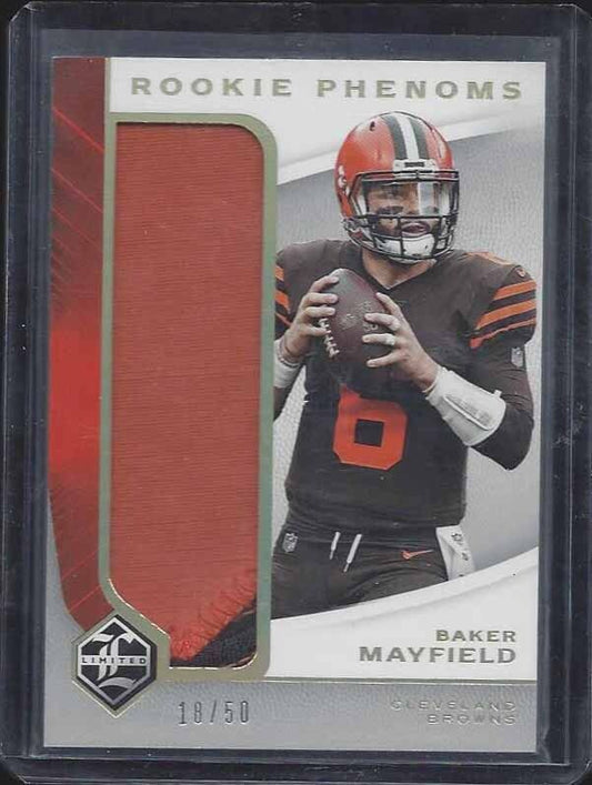 BAKER MAYFIELD 2018 LIMITED ROOKIE PHENOMS JUMBO PATCH RC #D 18/50