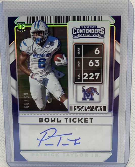 PATRICK TAYLOR JR. 2020 CONTENDERS DRAFT PICKS BOWL TICKET AUTO RC #D 65/99