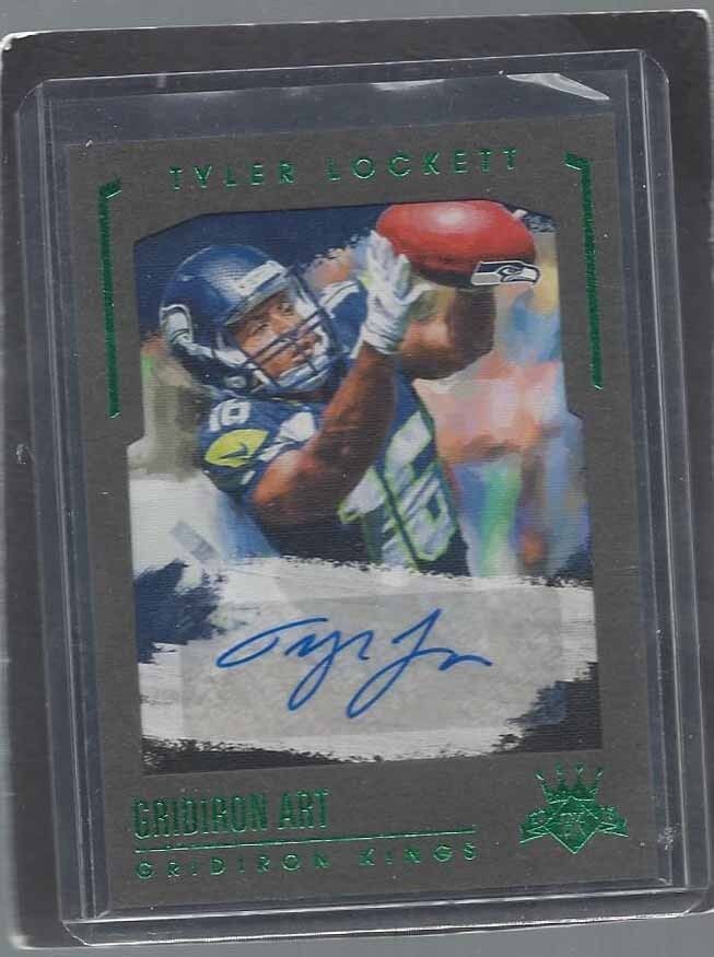 TYLER LOCKETT 2015 GRIDIRON KINGS GRIDIRON ART GREEN FRAMED AUTO RC #D 6/10