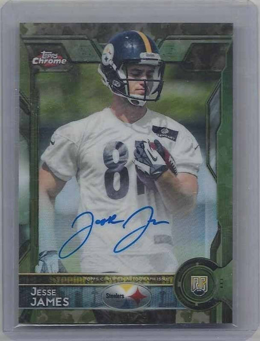 JESSE JAMES 2015 TOPPS CHROME CAMO REFRACTOR ON CARD ROOKIE AUTO RC #D /99