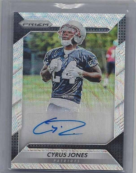 CYRUS JONES 2016 PANINI PRIZM BLUE WAVE PRIZMS PATRIOTS ROOKIE AUTO RC #D /149