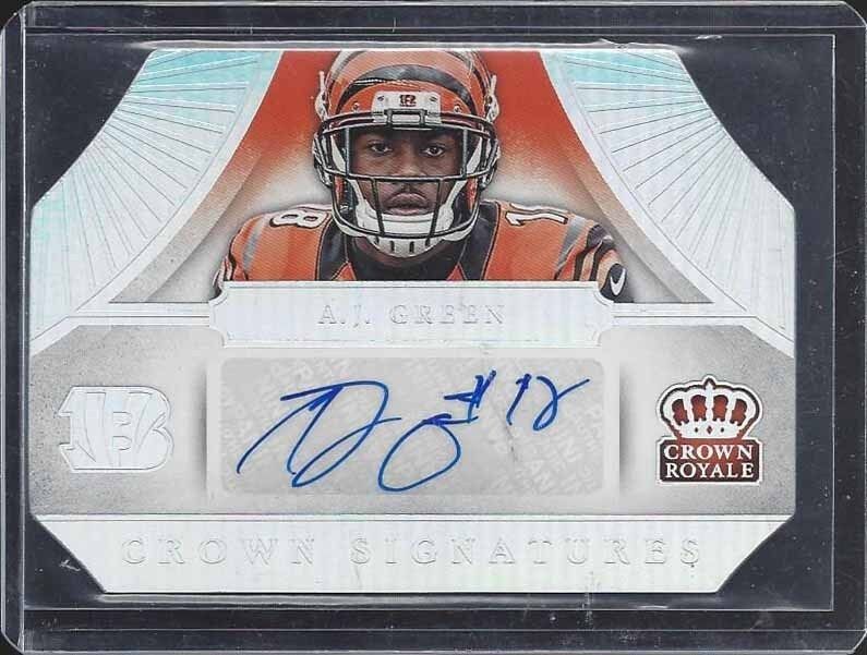 A.J. GREEN 2014 CROWN ROYALE SIGNATURES PLATINUM DIE CUT BENGALS AUTO #D 12/15