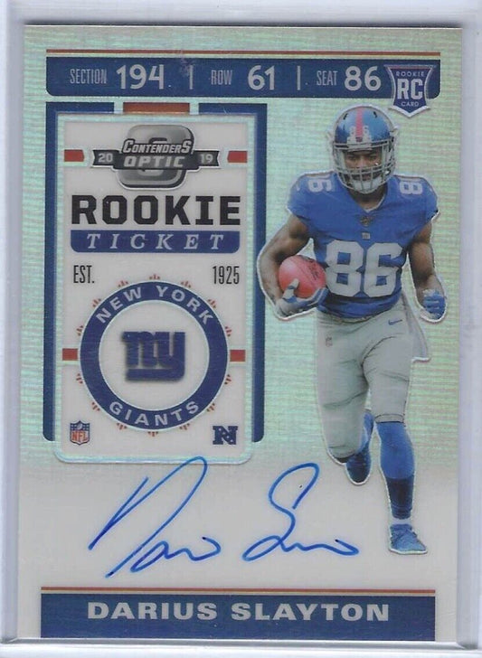 DARIUS SLAYTON 2019 CONTENDERS OPTIC ROOKIE TICKET SILVER PRIZM AUTO RC #108