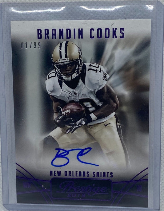 BRANDIN COOKS 2015 PANINI PRESTIGE PURPLE AUTO #D 1/99