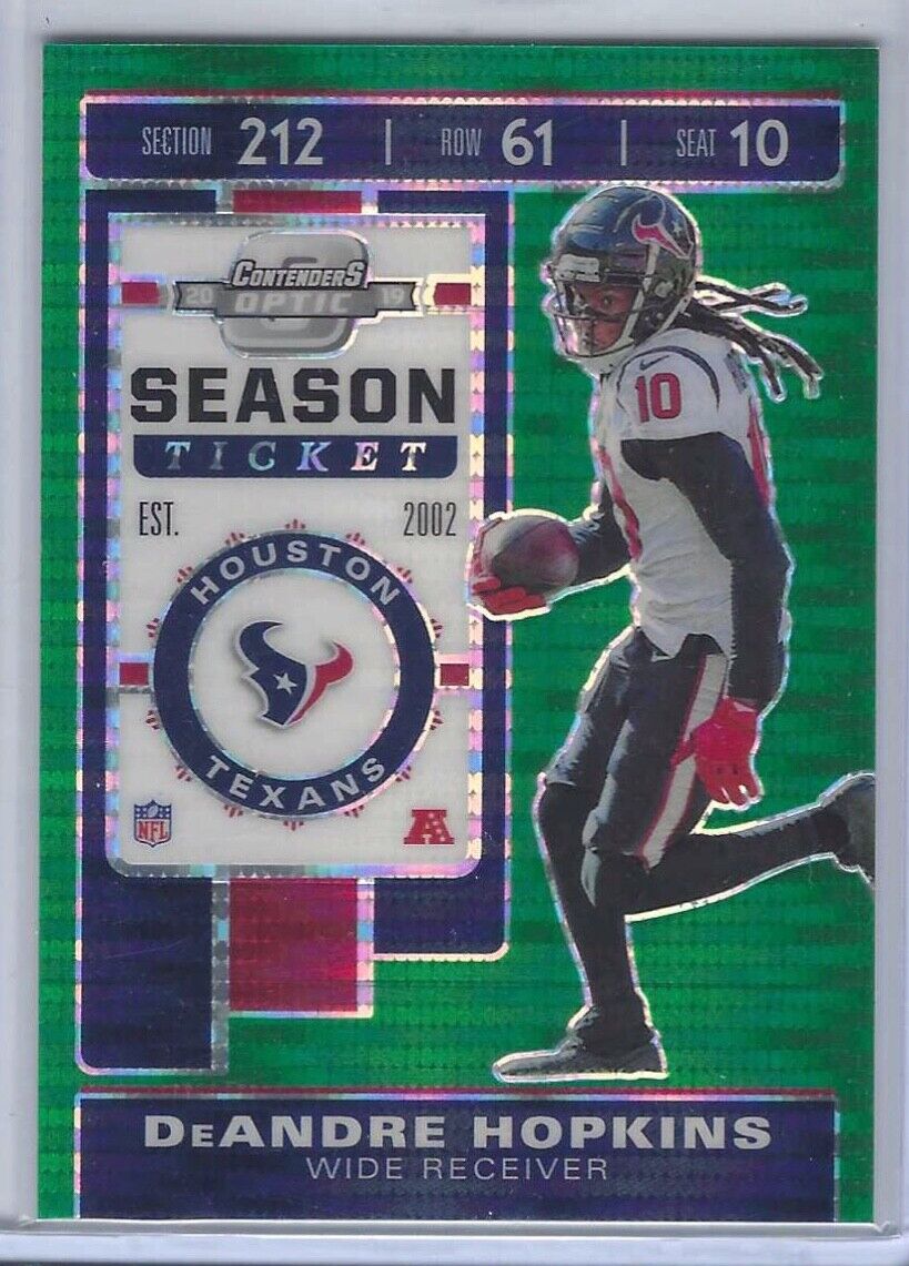 DEANDRE HOPKINS 2020 PANINI CONTENDERS OPTIC GREEN PULSAR PRIZM #D /27