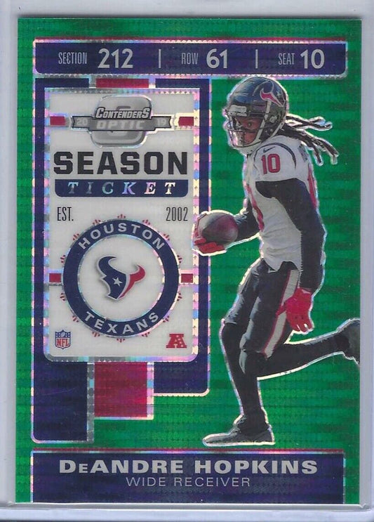 DEANDRE HOPKINS 2020 PANINI CONTENDERS OPTIC GREEN PULSAR PRIZM #D /27